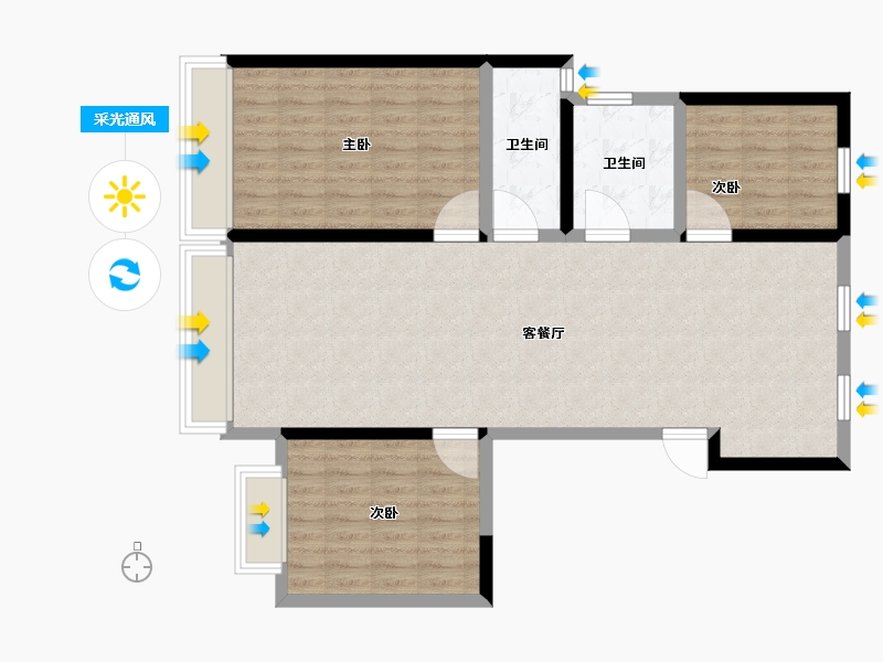 山东省-烟台市-滨湖万丽-100.00-户型库-采光通风