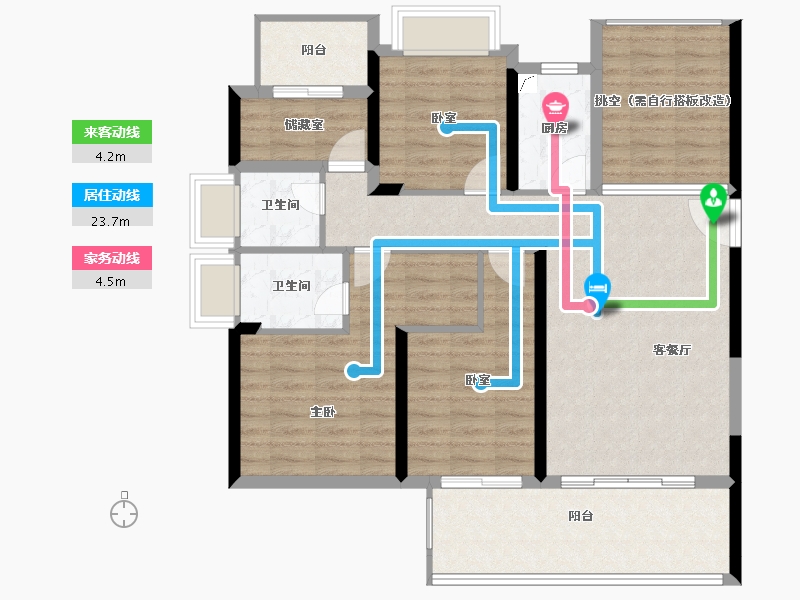 湖南省-衡阳市-金钟.央玺-104.67-户型库-动静线