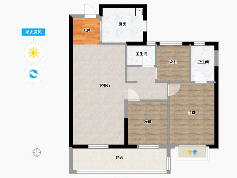 福建省-宁德市-建发・天行玺院-80.00-户型库-采光通风