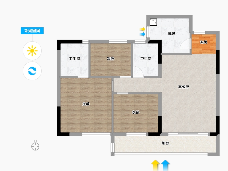 福建省-宁德市-宁德世通现代城-85.59-户型库-采光通风