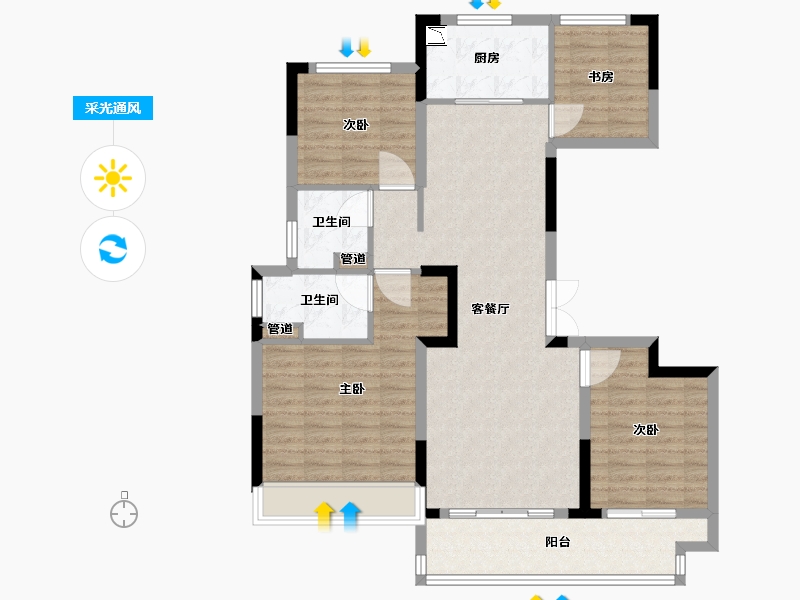 浙江省-台州市-旭辉府-103.21-户型库-采光通风