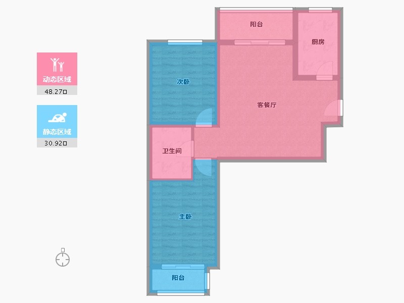 河北省-唐山市-金域名邸-70.66-户型库-动静分区