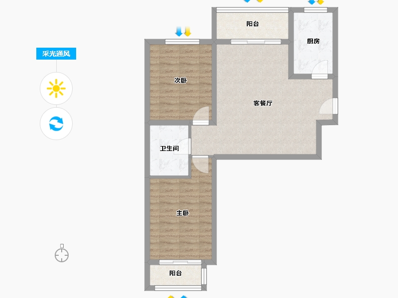 河北省-唐山市-金域名邸-70.66-户型库-采光通风