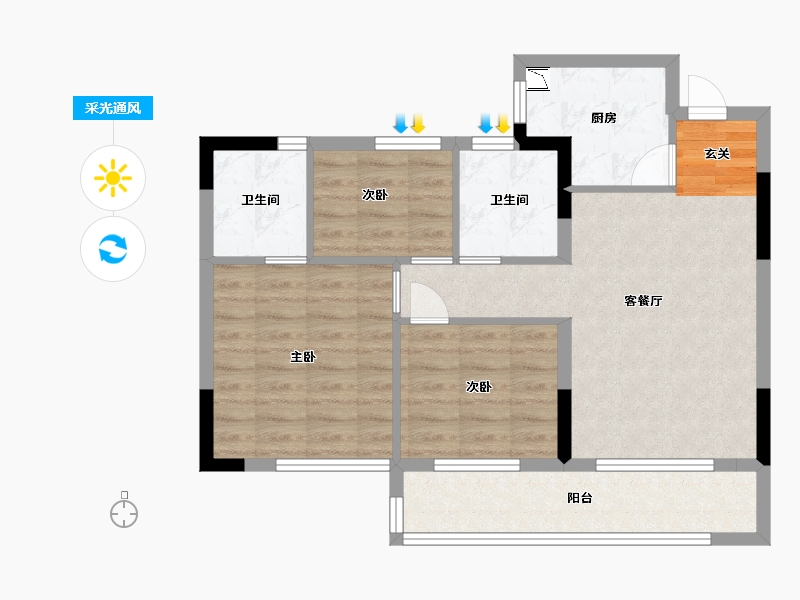 福建省-宁德市-宁德世通现代城-71.22-户型库-采光通风