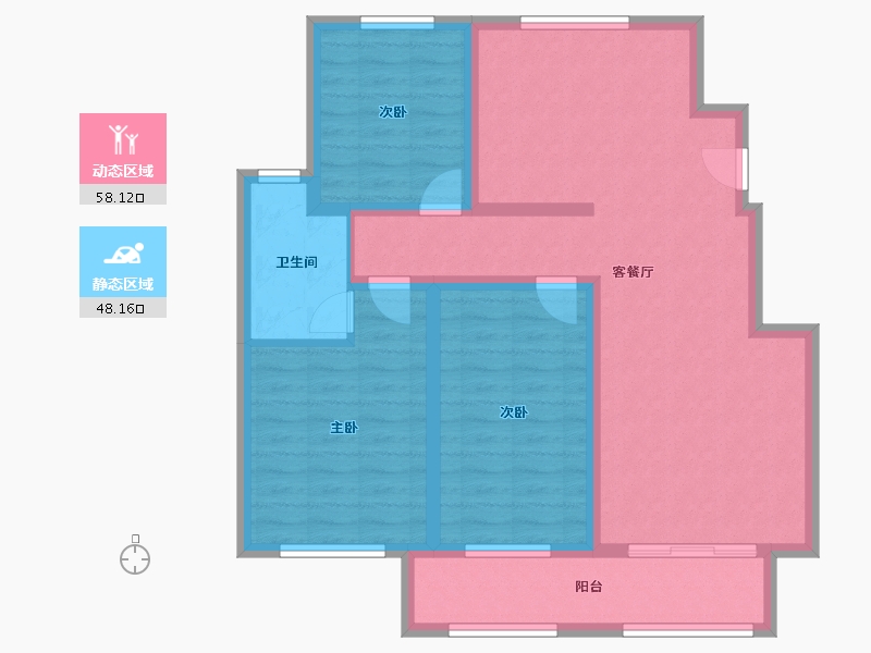 内蒙古自治区-呼伦贝尔市-泰晤士小镇玫瑰庄园-94.68-户型库-动静分区