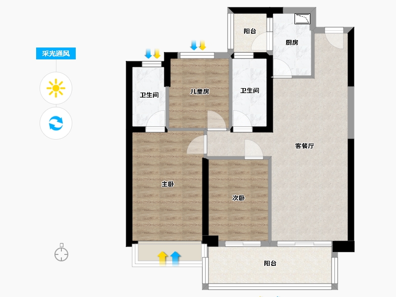 四川省-成都市-建发中央湾区-80.93-户型库-采光通风