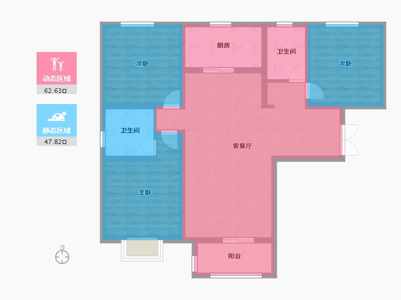 陕西省-西安市-观园壹号-98.40-户型库-动静分区