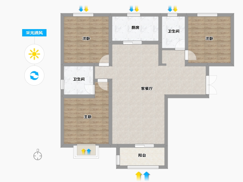 陕西省-西安市-观园壹号-98.40-户型库-采光通风