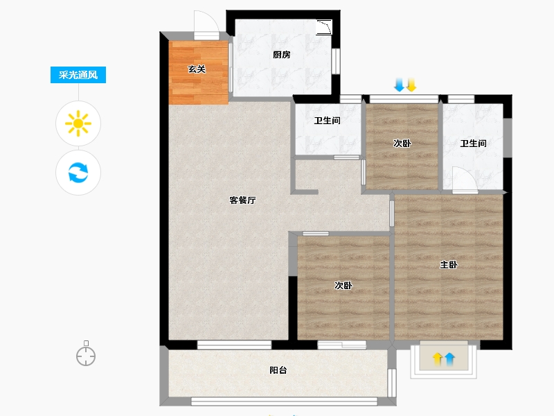 福建省-宁德市-建发・天行玺院-80.00-户型库-采光通风