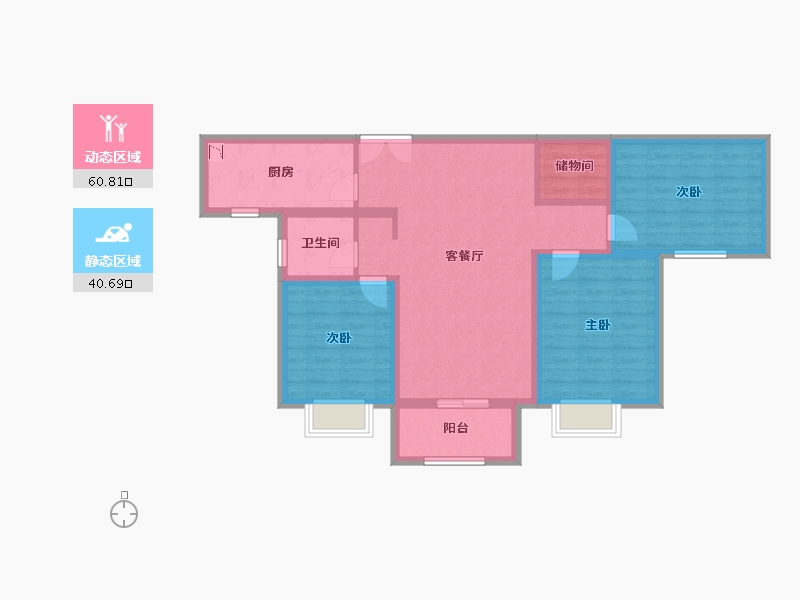 陕西省-西安市-观园壹号-90.20-户型库-动静分区