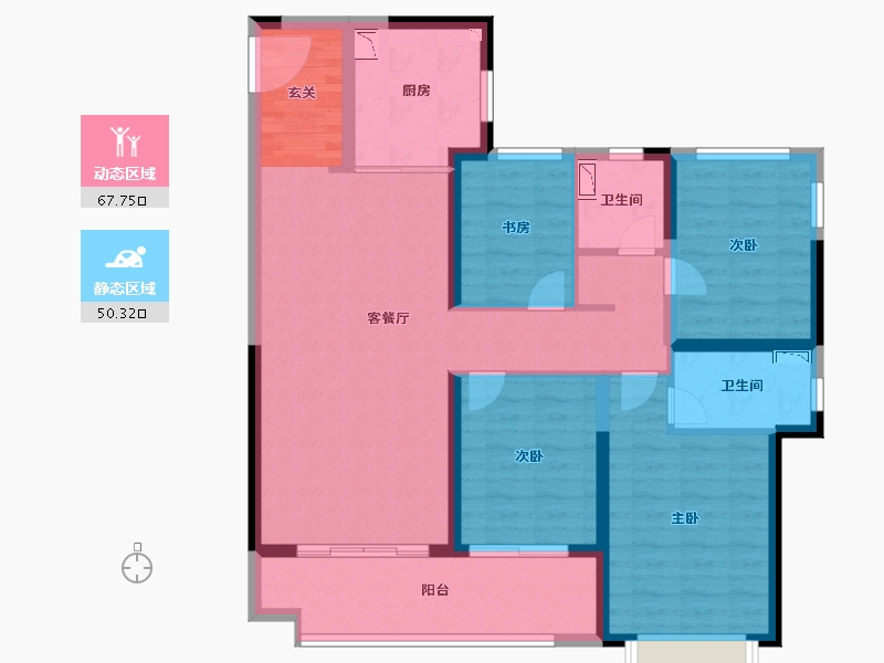 陕西省-渭南市-渭南雅居乐翰林雅郡-105.00-户型库-动静分区