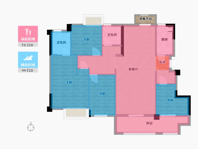 福建省-宁德市-奥园世林弘著-94.40-户型库-动静分区