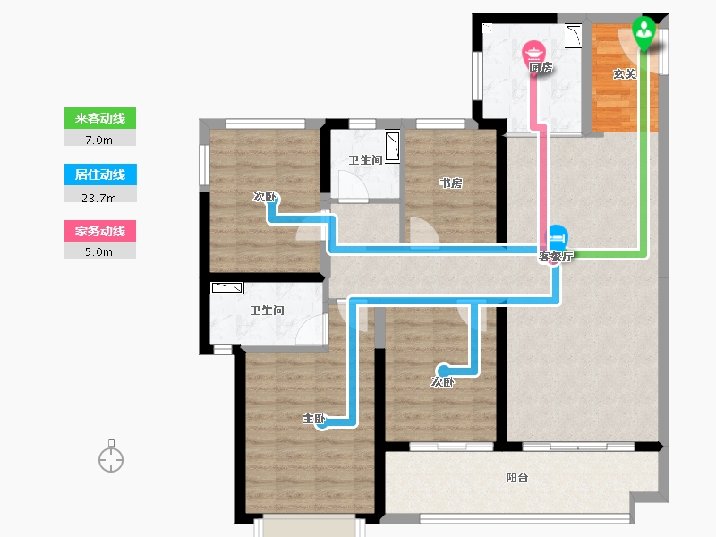 陕西省-渭南市-渭南雅居乐翰林雅郡-105.00-户型库-动静线