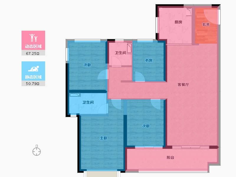 陕西省-渭南市-渭南雅居乐翰林雅郡-105.00-户型库-动静分区