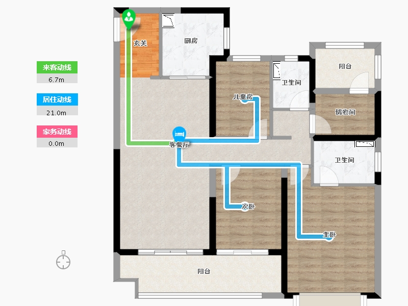 陕西省-渭南市-渭南雅居乐翰林雅郡-105.04-户型库-动静线