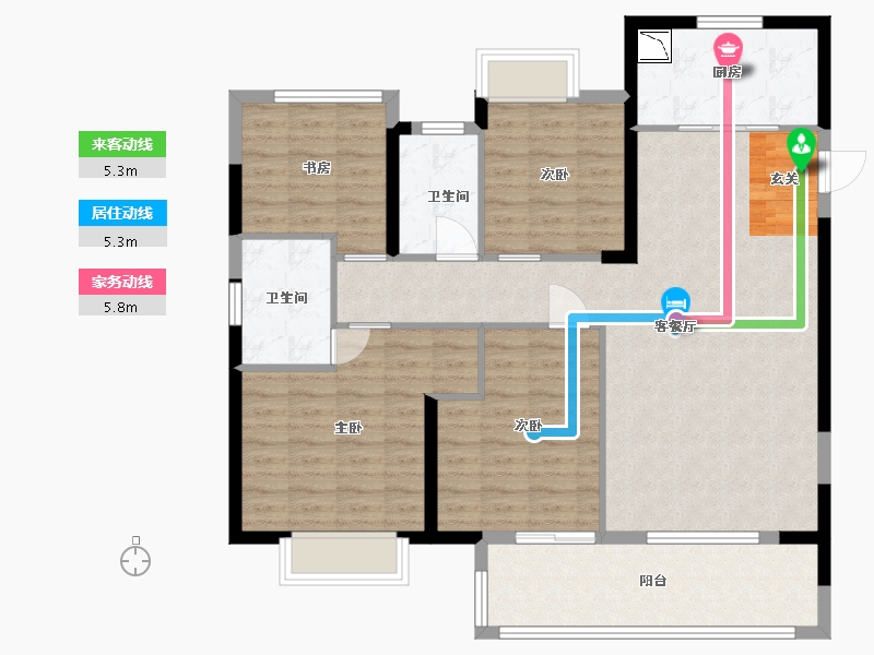 福建省-宁德市-福鼎宝龙世家-110.40-户型库-动静线