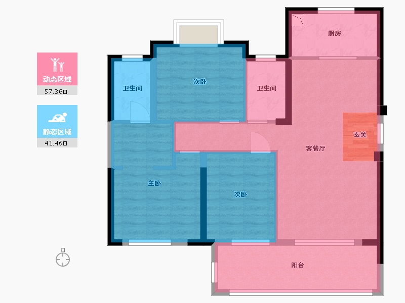 福建省-宁德市-福鼎宝龙世家-88.79-户型库-动静分区