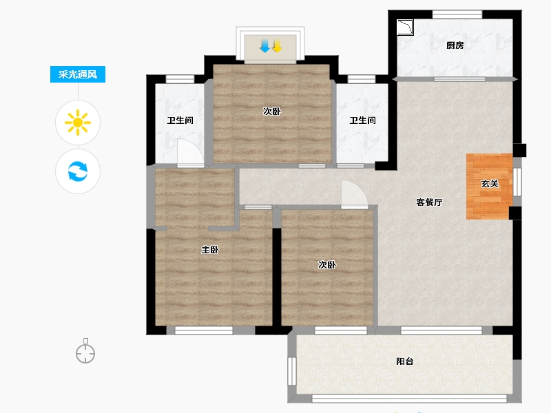 福建省-宁德市-福鼎宝龙世家-88.79-户型库-采光通风