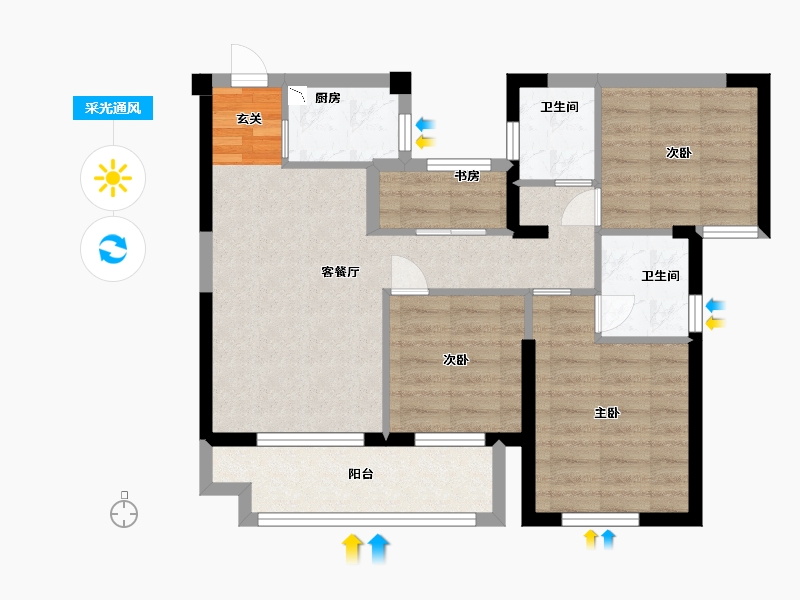 福建省-宁德市-霞浦中茵・翰林国际-71.17-户型库-采光通风