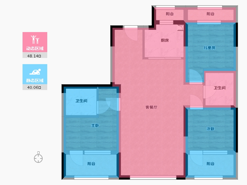 吉林省-长春市-富腾御湖壹号院-76.41-户型库-动静分区