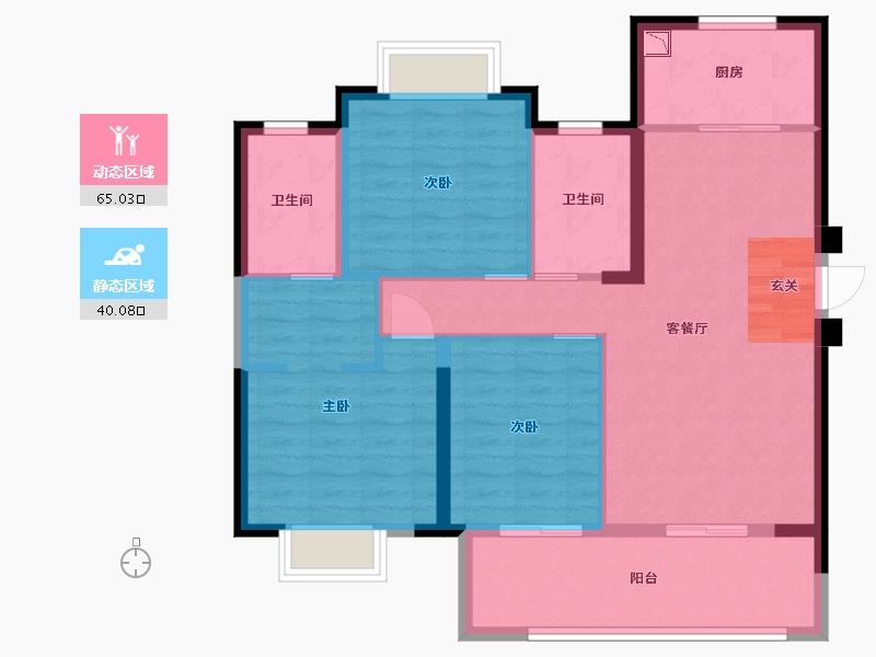 福建省-宁德市-福鼎宝龙世家-94.40-户型库-动静分区