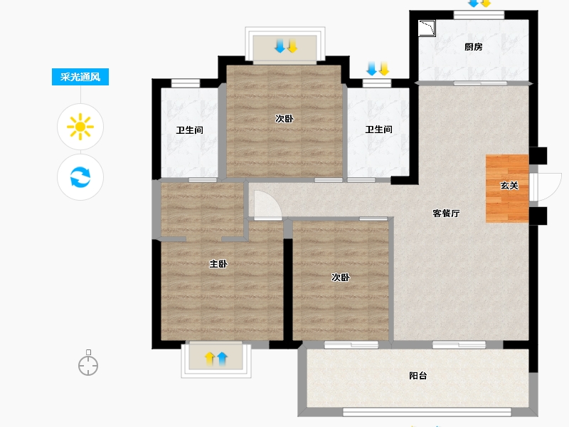 福建省-宁德市-福鼎宝龙世家-94.40-户型库-采光通风