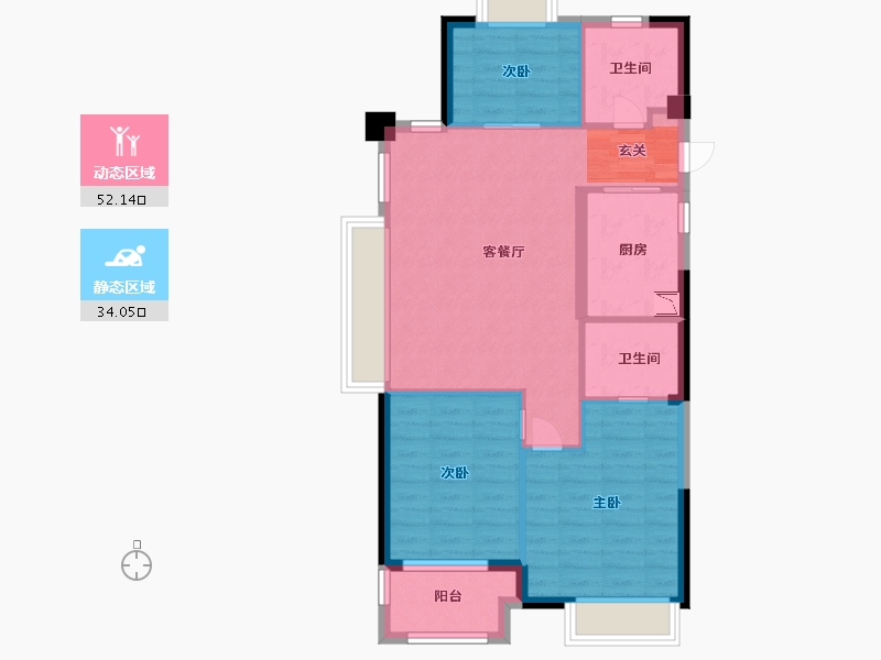 福建省-宁德市-福鼎宝龙世家-77.61-户型库-动静分区