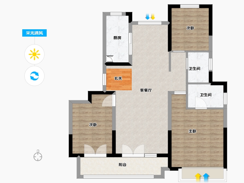 山东省-聊城市-东昌天悦-99.20-户型库-采光通风