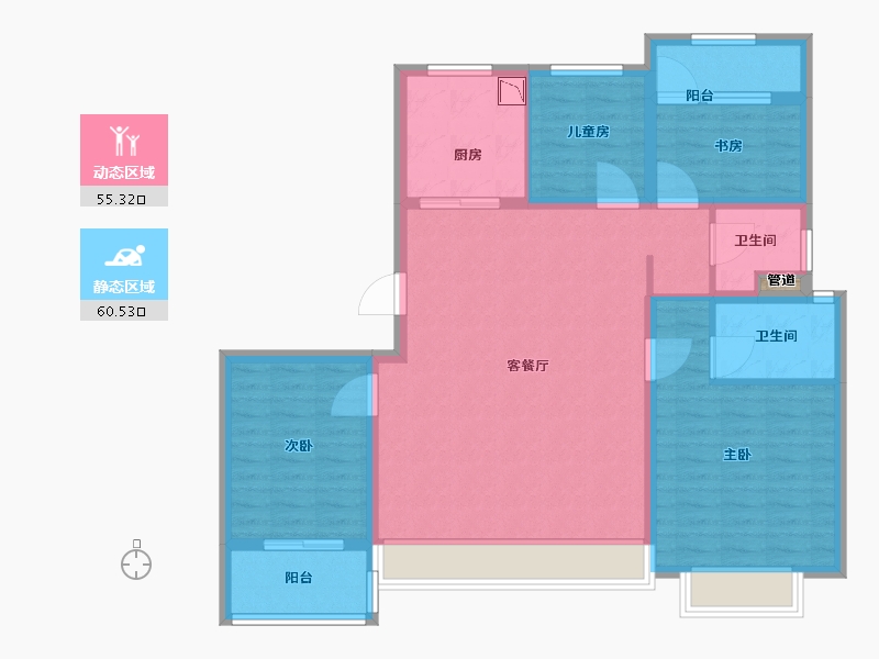 浙江省-台州市-台州万科城-104.00-户型库-动静分区