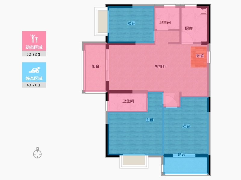 福建省-宁德市-宁德世通现代城-86.40-户型库-动静分区