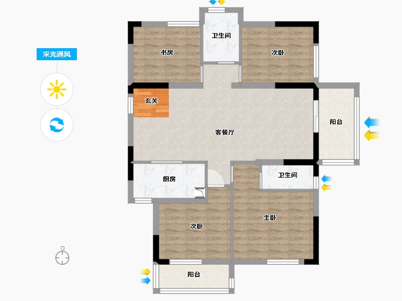 福建省-宁德市-宁德世通现代城-96.00-户型库-采光通风