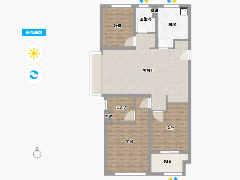 浙江省-台州市-台州万科城-84.80-户型库-采光通风