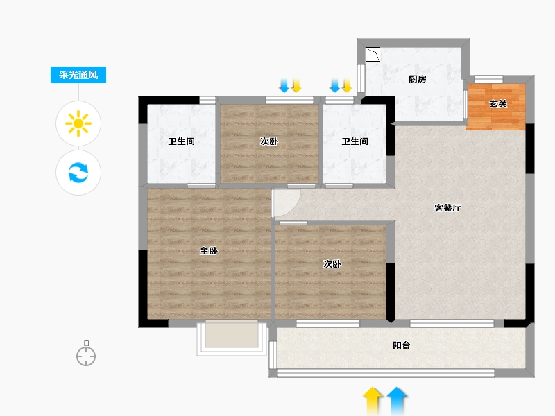 福建省-宁德市-宁德世通现代城-85.60-户型库-采光通风