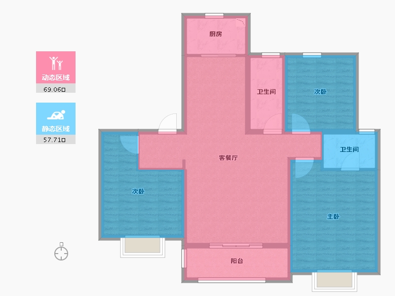 陕西省-西安市-奥园和悦府-114.23-户型库-动静分区