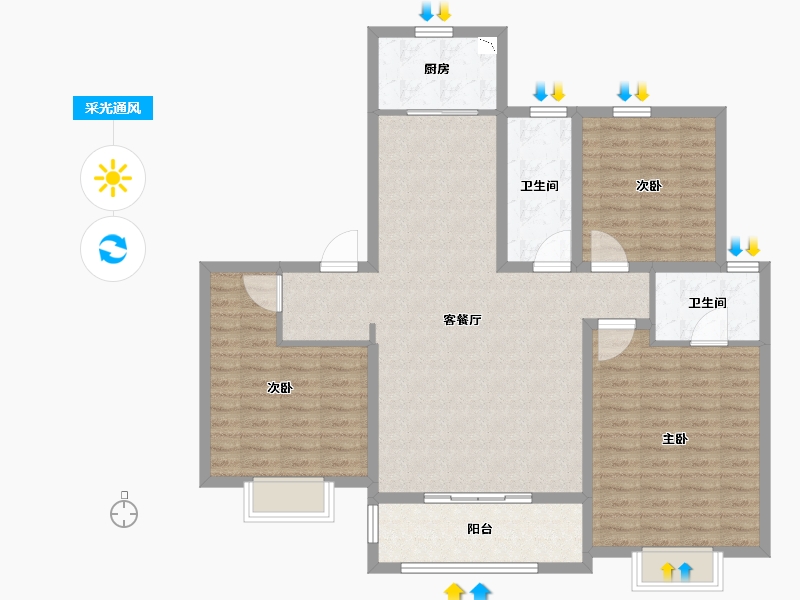 陕西省-西安市-奥园和悦府-114.23-户型库-采光通风