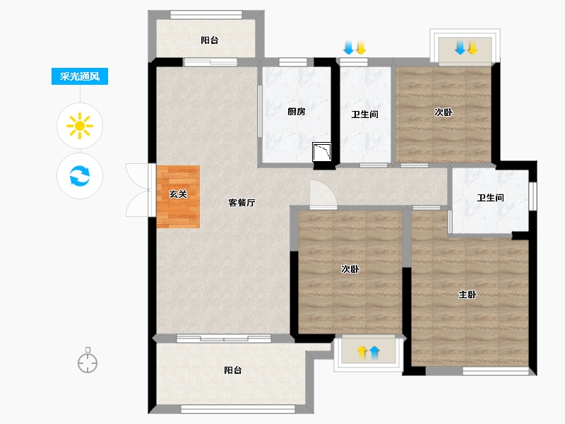 江西省-赣州市-东方君庭-92.00-户型库-采光通风