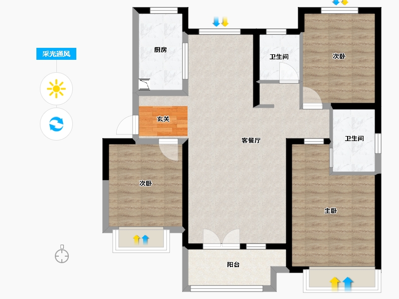 山东省-聊城市-东昌天悦-96.00-户型库-采光通风