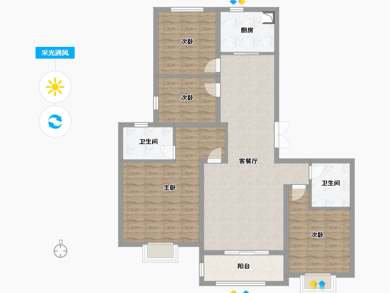 陕西省-西安市-奥园和悦府-113.98-户型库-采光通风