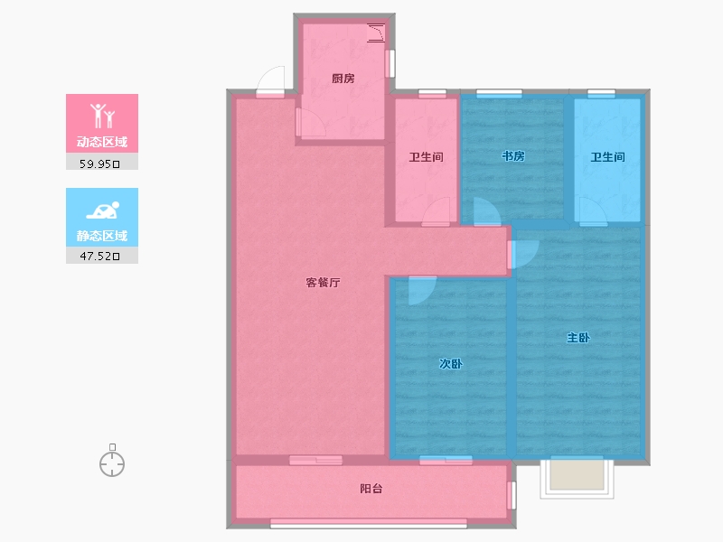 陕西省-西安市-奥园和悦府-95.79-户型库-动静分区