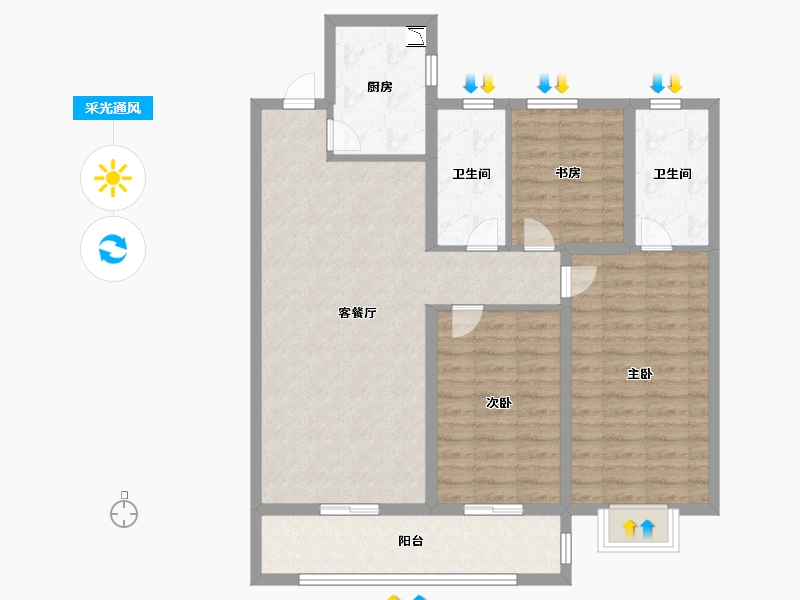 陕西省-西安市-奥园和悦府-95.79-户型库-采光通风