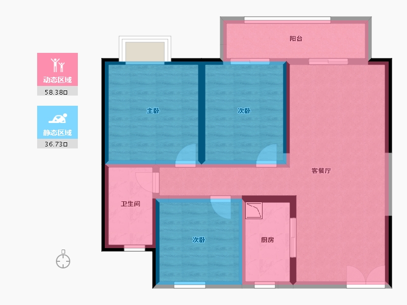 山东省-滨州市-拉菲公馆-84.00-户型库-动静分区