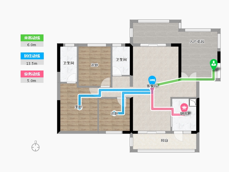 湖南省-郴州市-紫宸澜山-105.81-户型库-动静线