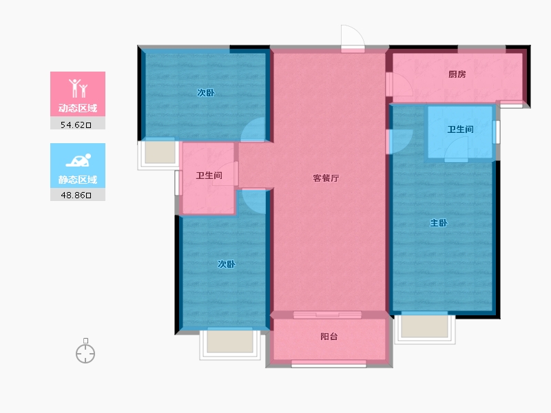 陕西省-西安市-西安麓湖半岛-93.06-户型库-动静分区