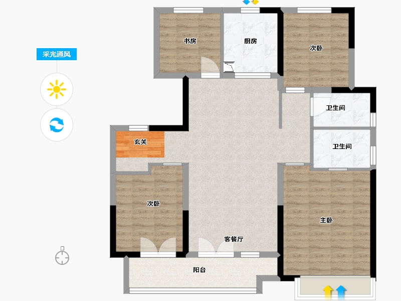 山东省-聊城市-东昌天悦-109.60-户型库-采光通风