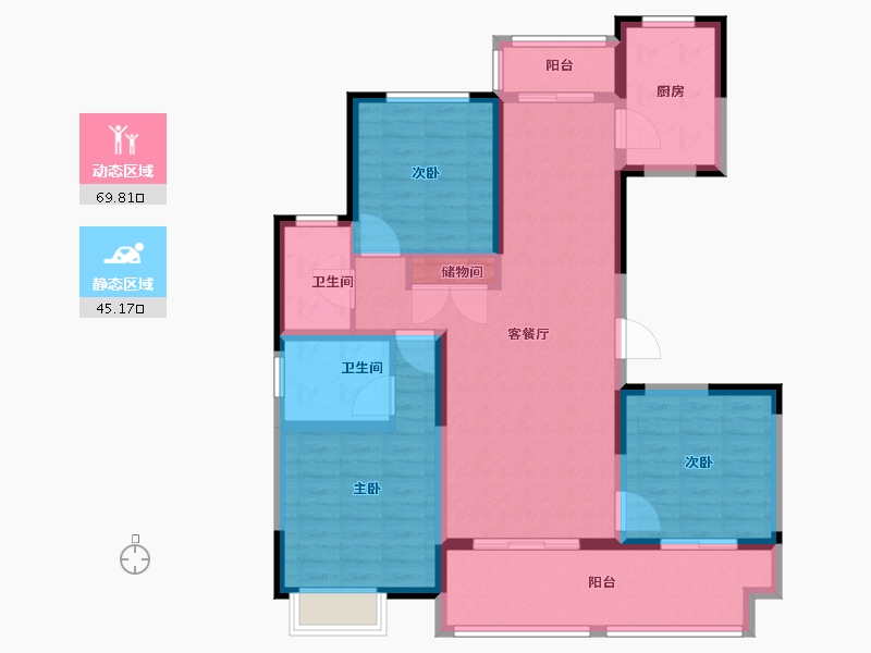 江苏省-苏州市-天地源拾锦香都-102.61-户型库-动静分区