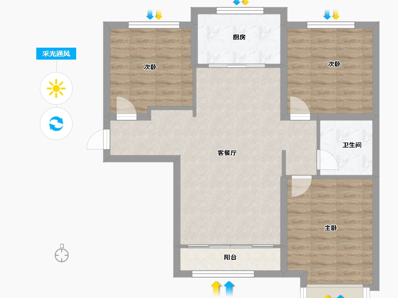 河北省-保定市-西湖铂悦山-76.00-户型库-采光通风