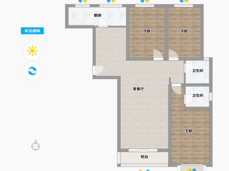 河北省-石家庄市-悦庭雅苑-95.73-户型库-采光通风