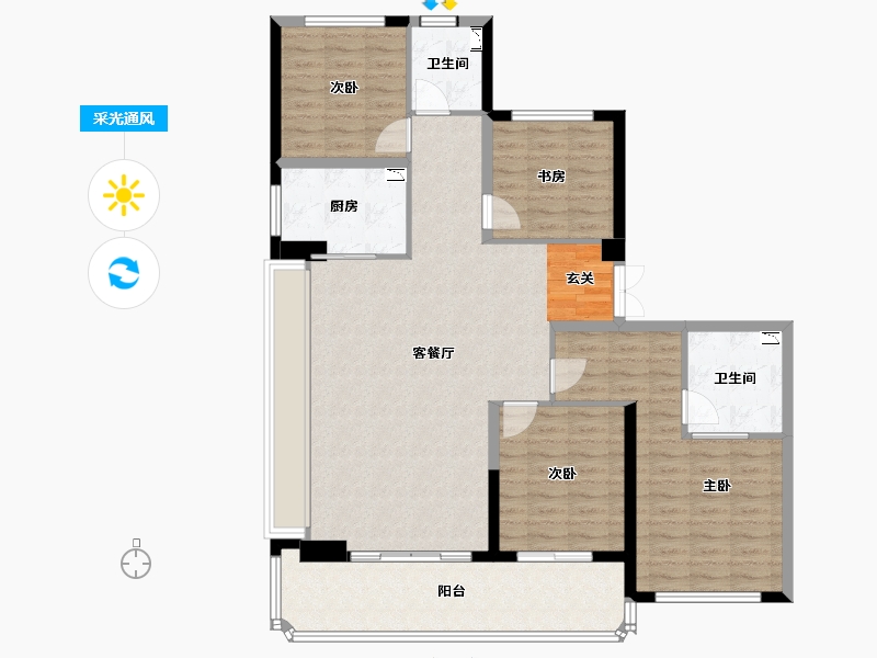 浙江省-绍兴市-阳光城碧桂园玺园-118.50-户型库-采光通风