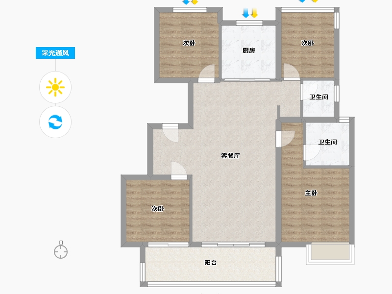 安徽省-合肥市-龙湖春江紫宸-103.74-户型库-采光通风