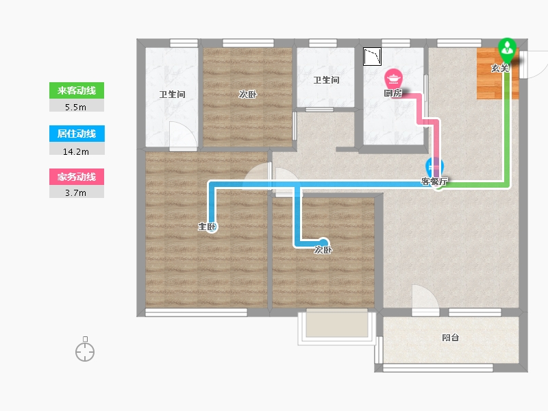 陕西省-西安市-西安孔雀城-84.80-户型库-动静线